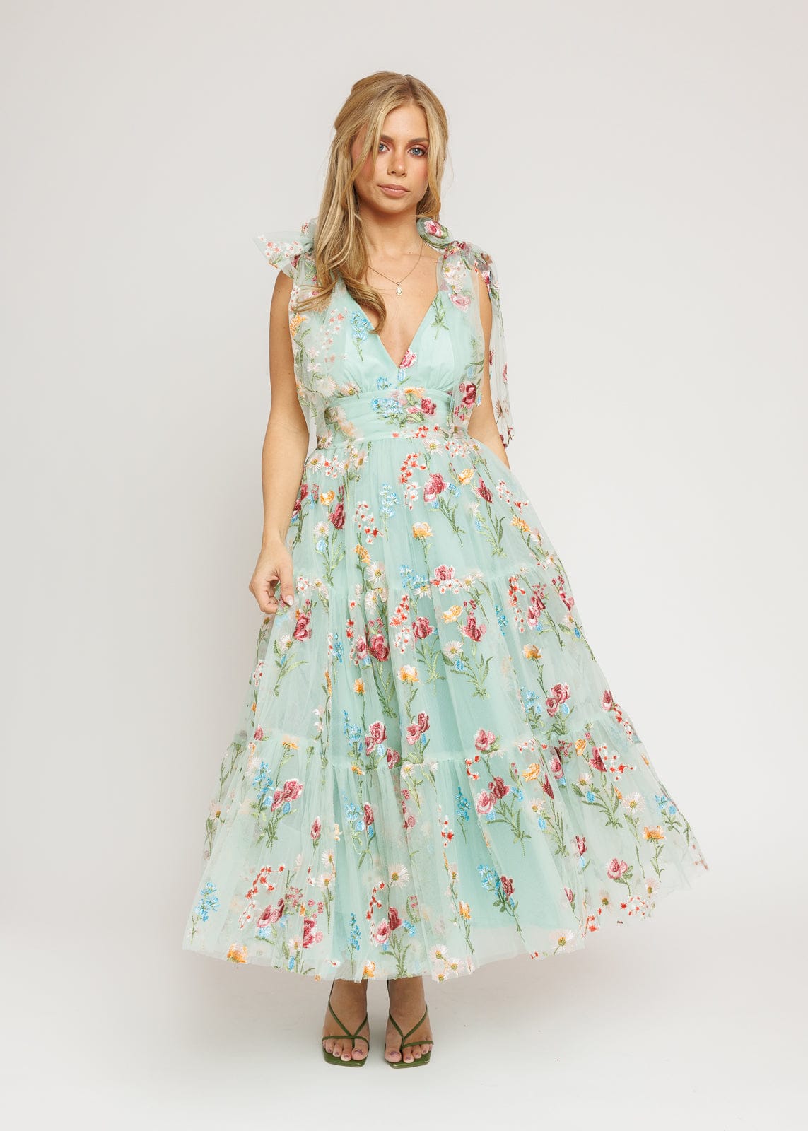 Margaret Floral Midi Dress Green