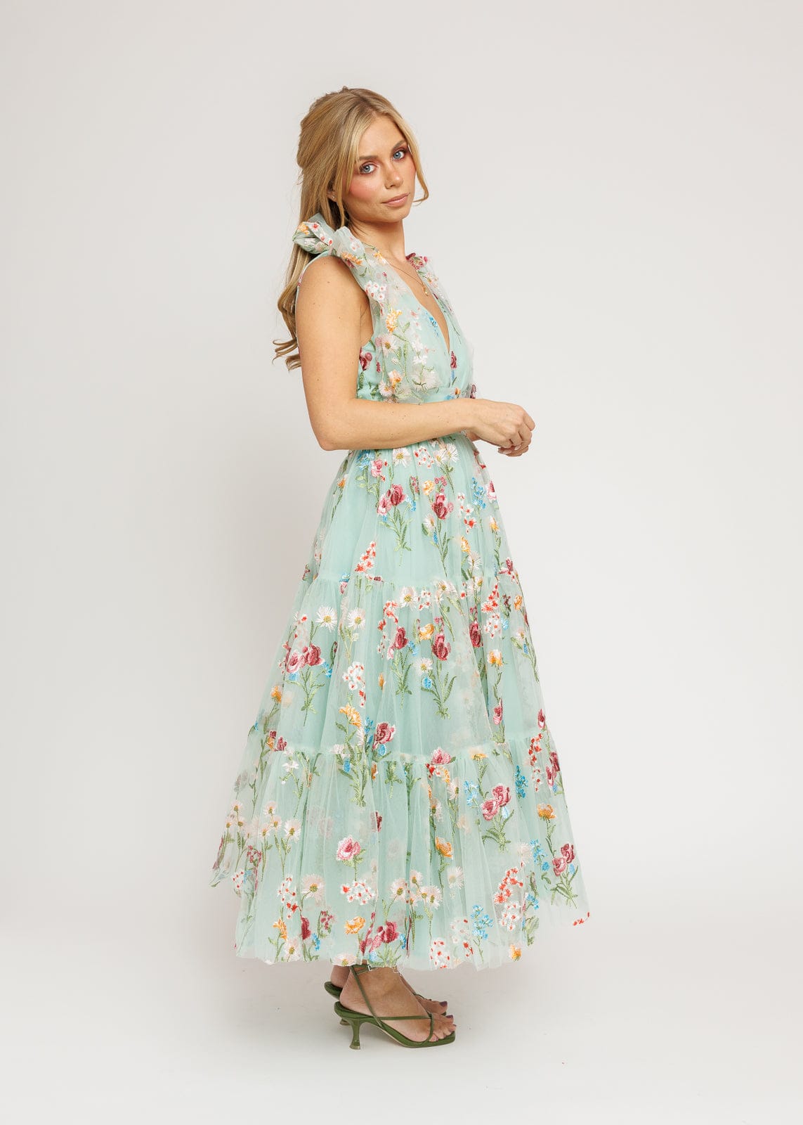 Margaret Floral Midi Dress Green
