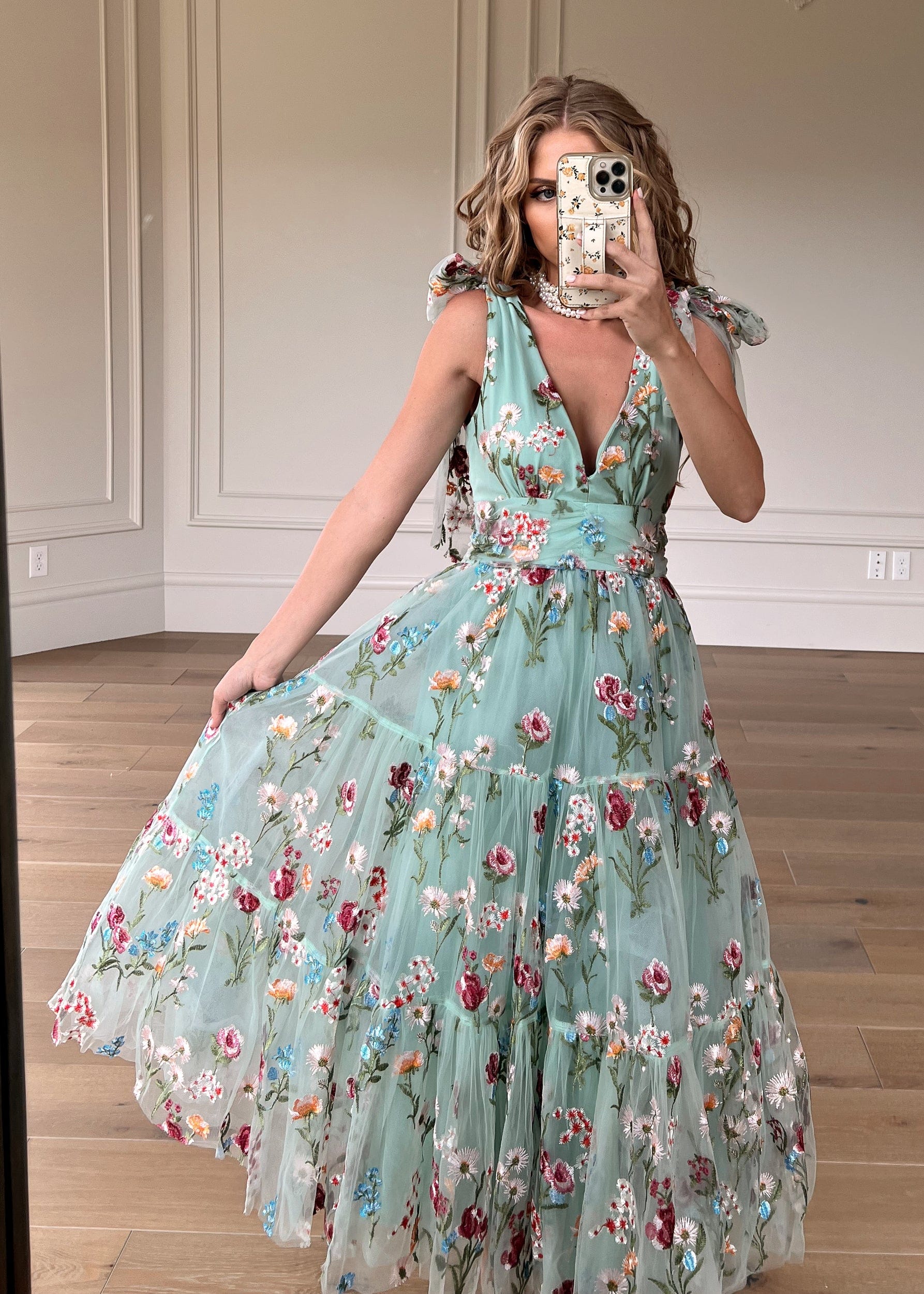 Margaret Floral Midi Dress Green