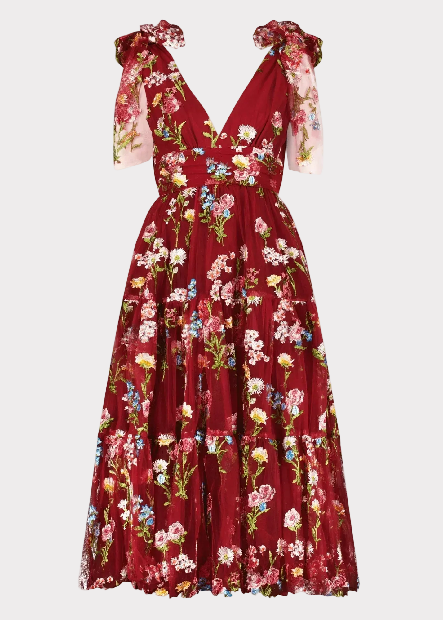 Margaret Floral Midi Dress Red
