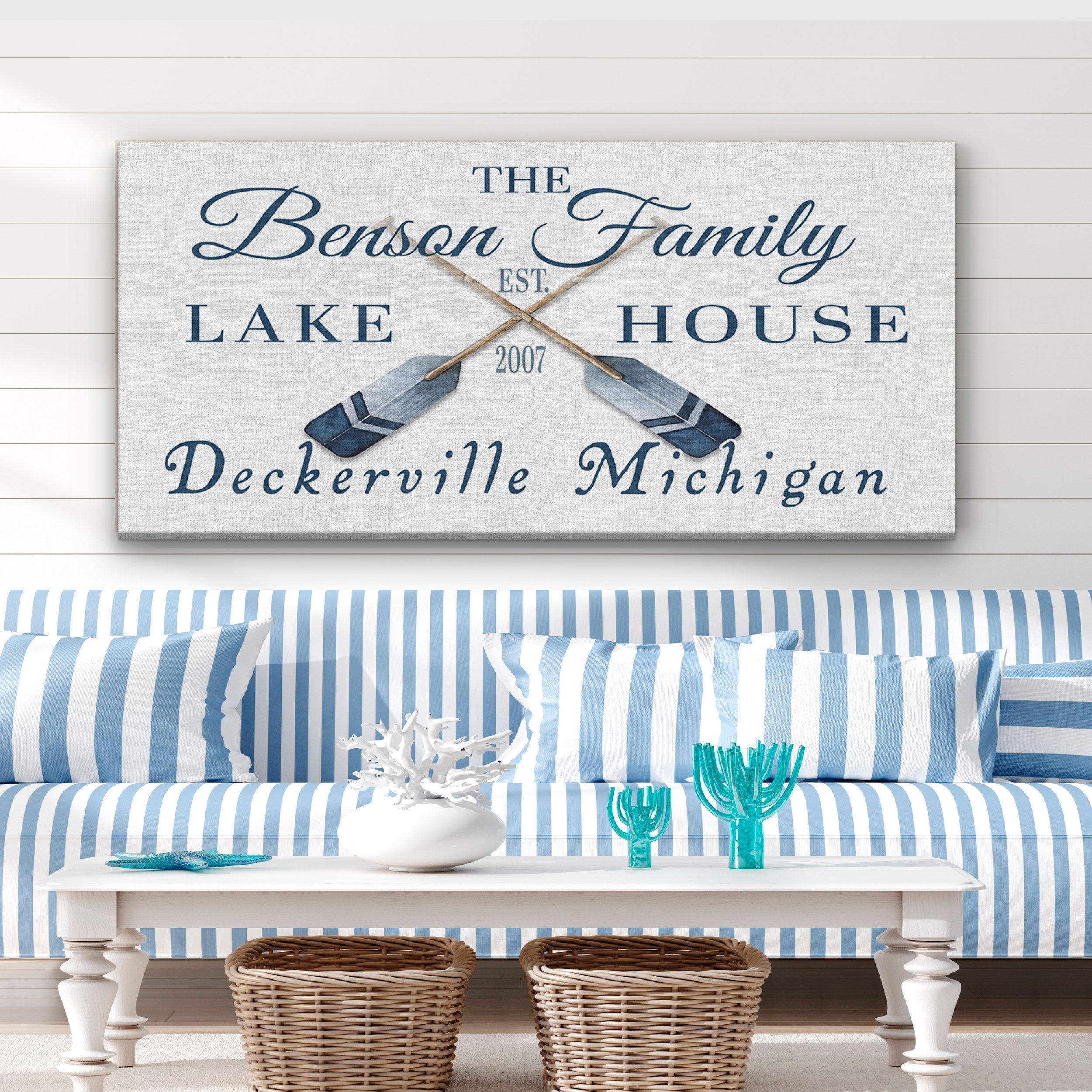 Longitude Latitude Personalized Coordinates Sign, With, Rustic Oars Paddles