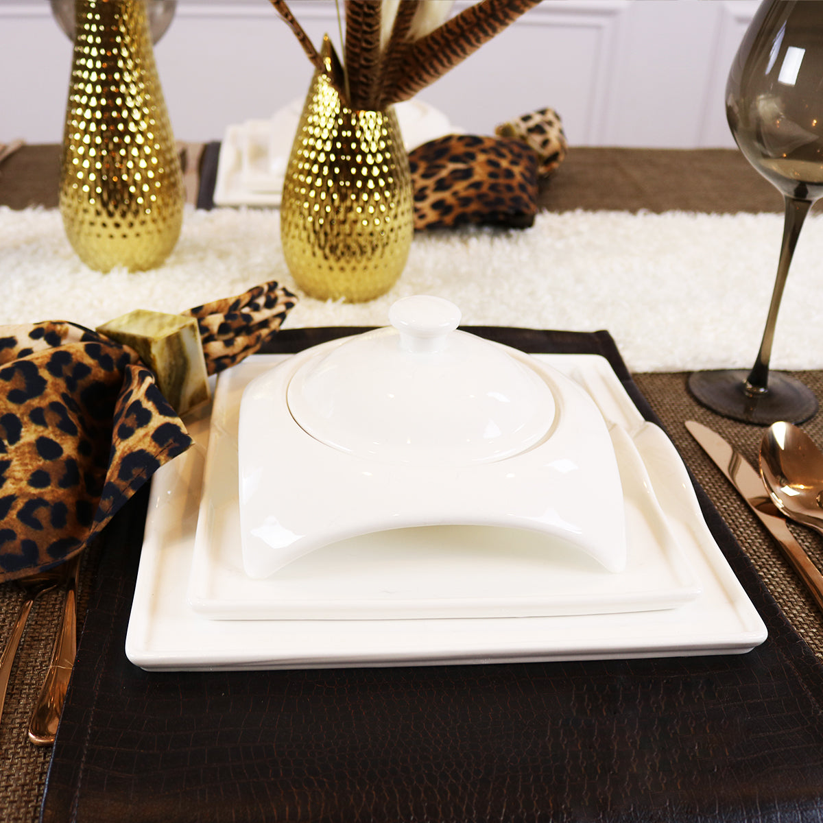 Square Porcelain Dinnerware Set