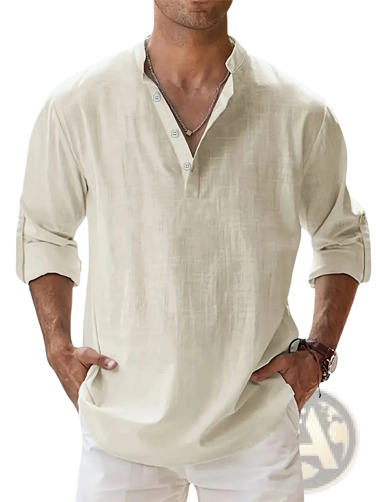 Men's Relaxed Fit Lightweight Cotton and Linen Shirt