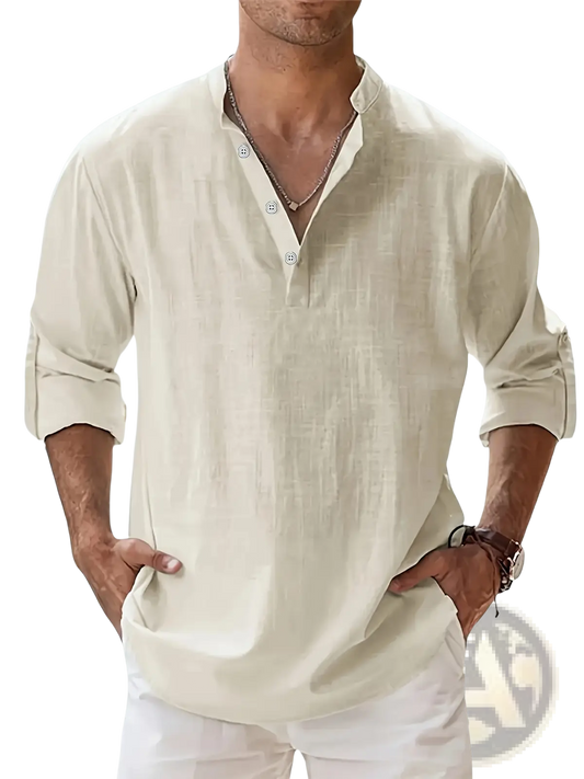 Men's Relaxed Fit Lightweight Cotton and Linen Shirt