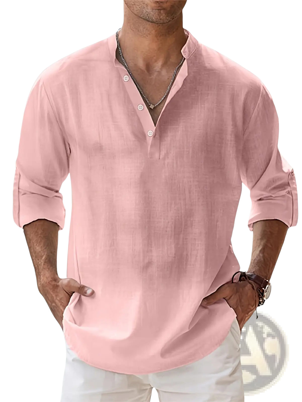 Men's Relaxed Fit Lightweight Cotton and Linen Shirt