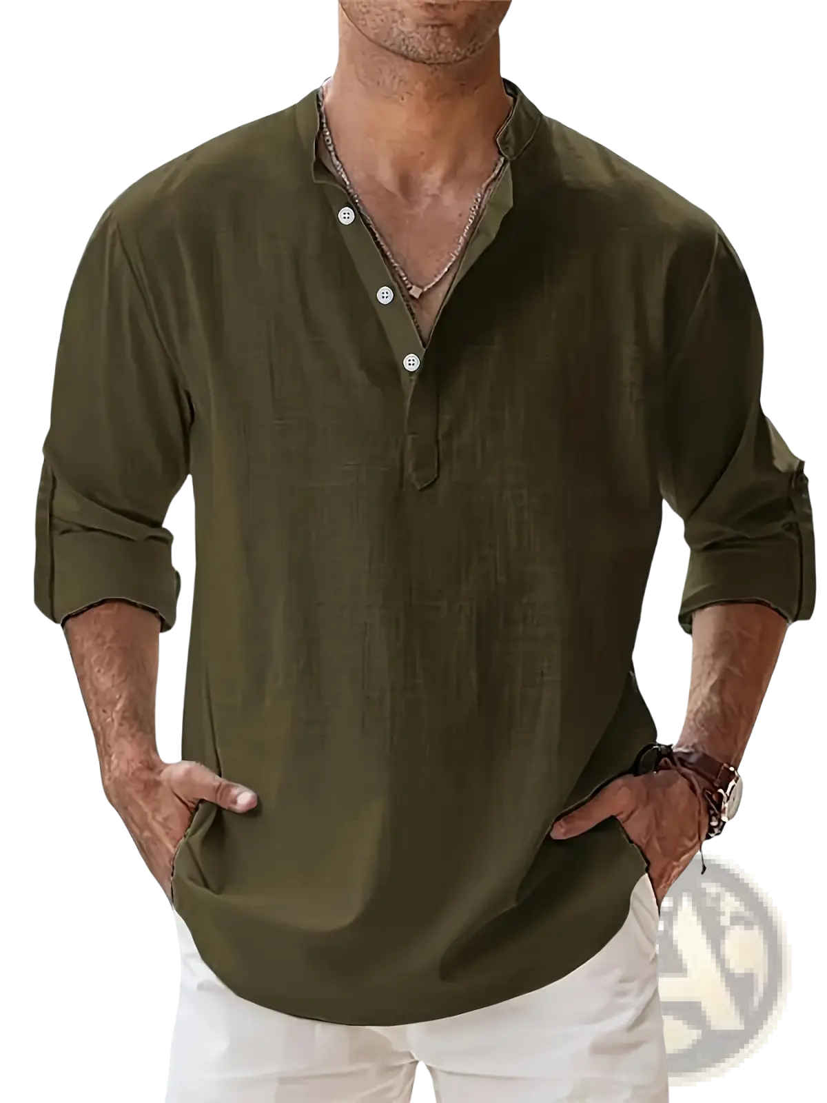 Men's Relaxed Fit Lightweight Cotton and Linen Shirt