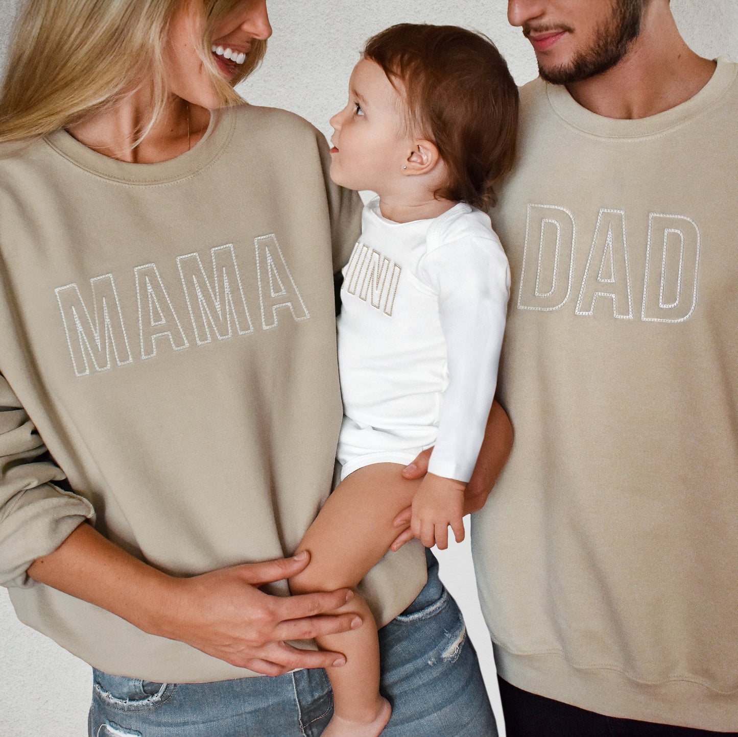 Custom Family Matching Sweatshirts | Embroidered Mama Dad & Baby