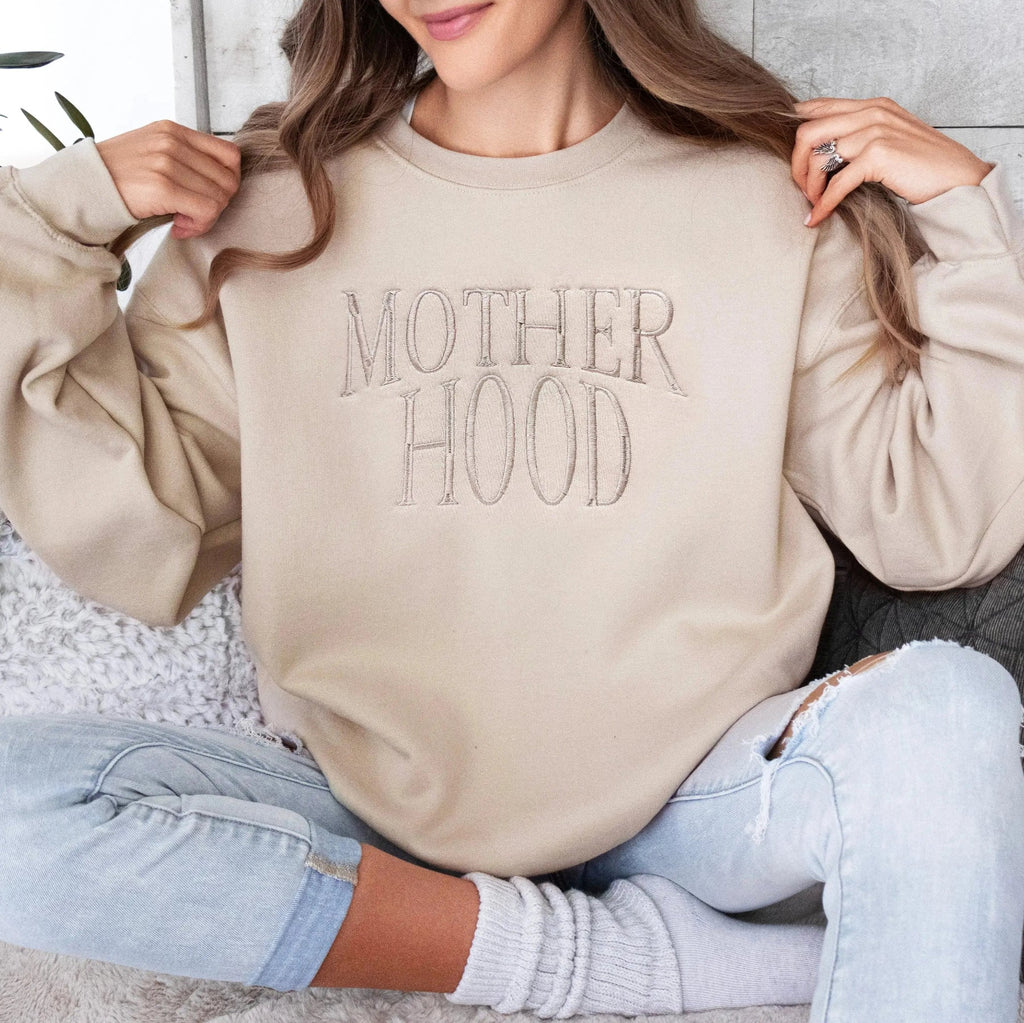 Motherhood Embroidered Sweatshirt | Minimalist Mom Crewneck