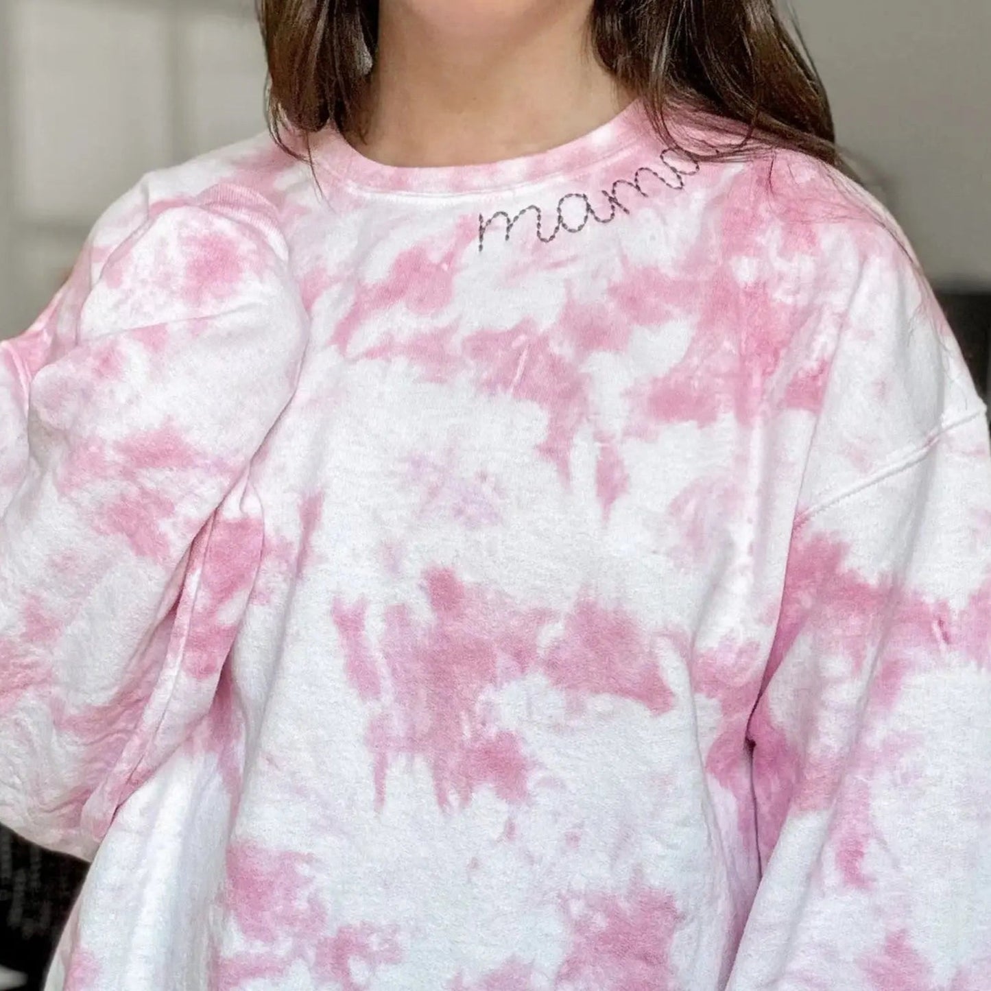 Custom Neckline Embroidered Matching Tie Dye Sweatshirts
