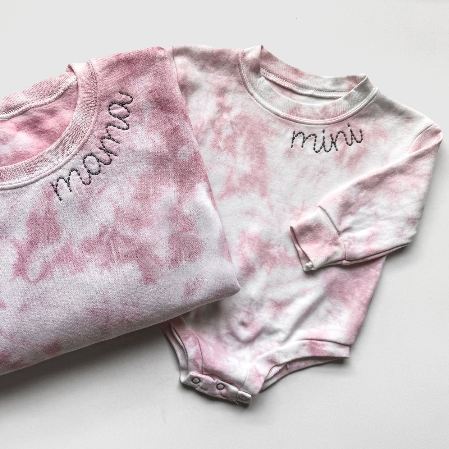 Custom Neckline Embroidered Matching Tie Dye Sweatshirts