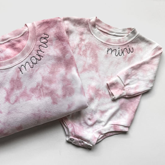 Custom Neckline Embroidered Matching Tie Dye Sweatshirts