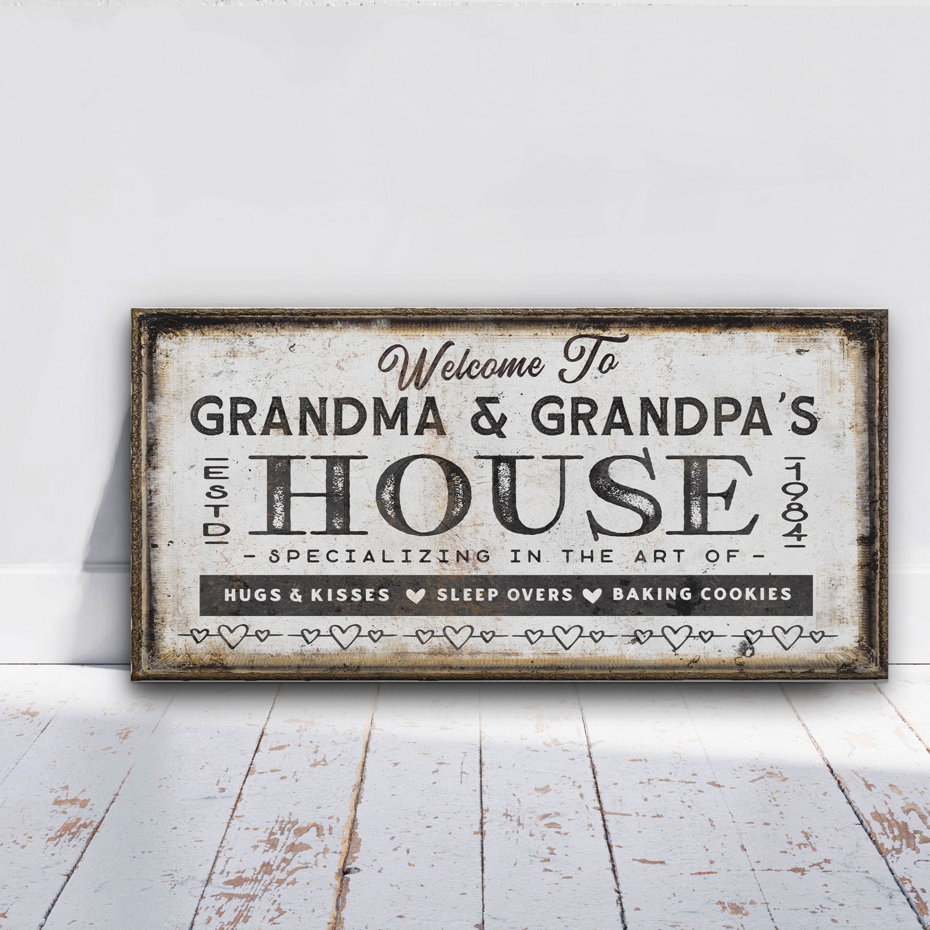 Grandma & Grandpas House Canvas Sign | Personalizable Grandparent Gift