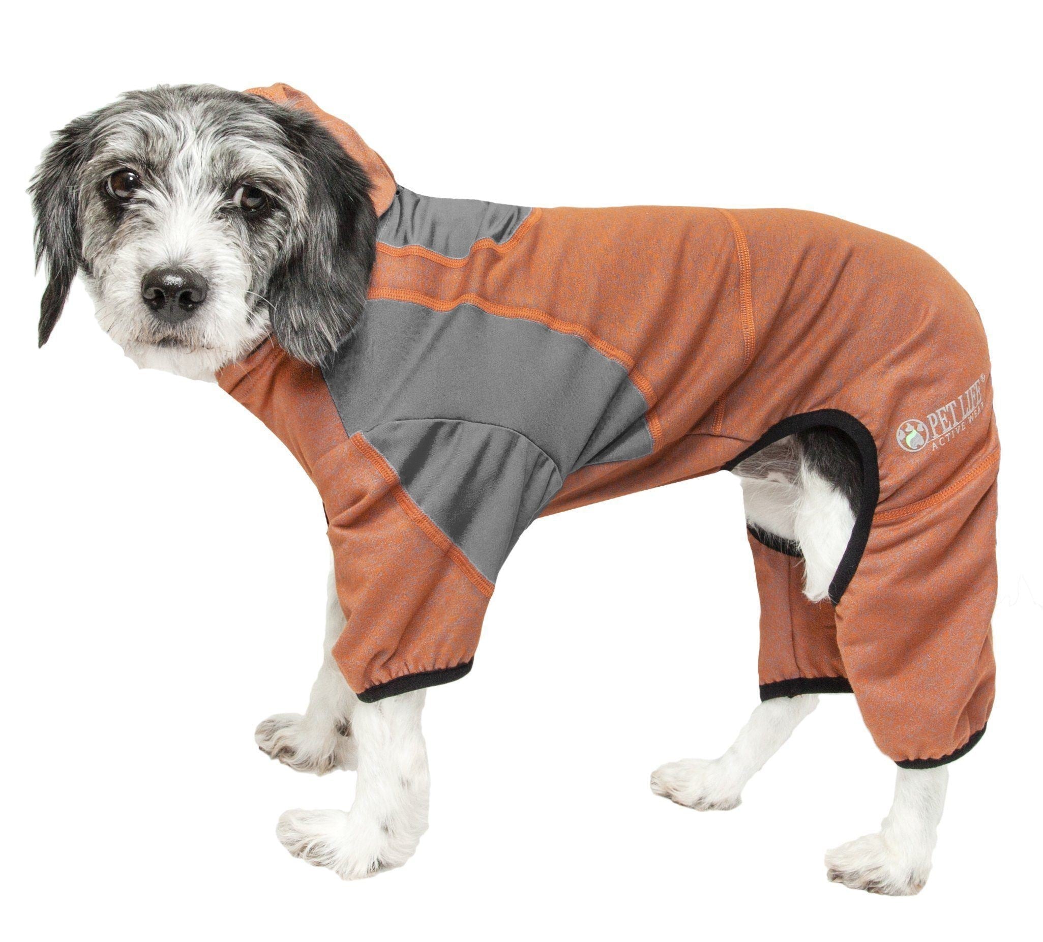 Pet Life ® Active 'Fur-Breeze' Medium-weight 4-Way-Stretch Full Body Hooded Dog Yoga Sweater