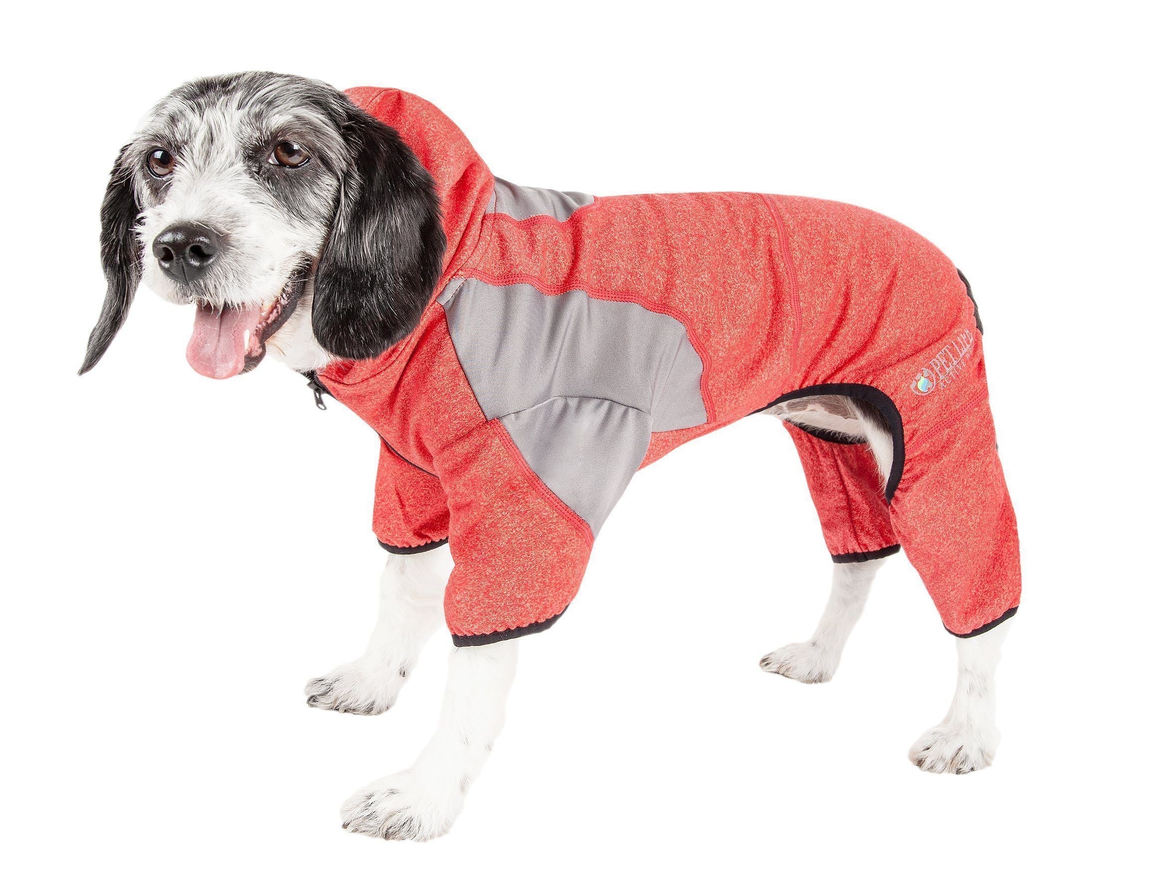 Pet Life ® Active 'Fur-Breeze' Medium-weight 4-Way-Stretch Full Body Hooded Dog Yoga Sweater