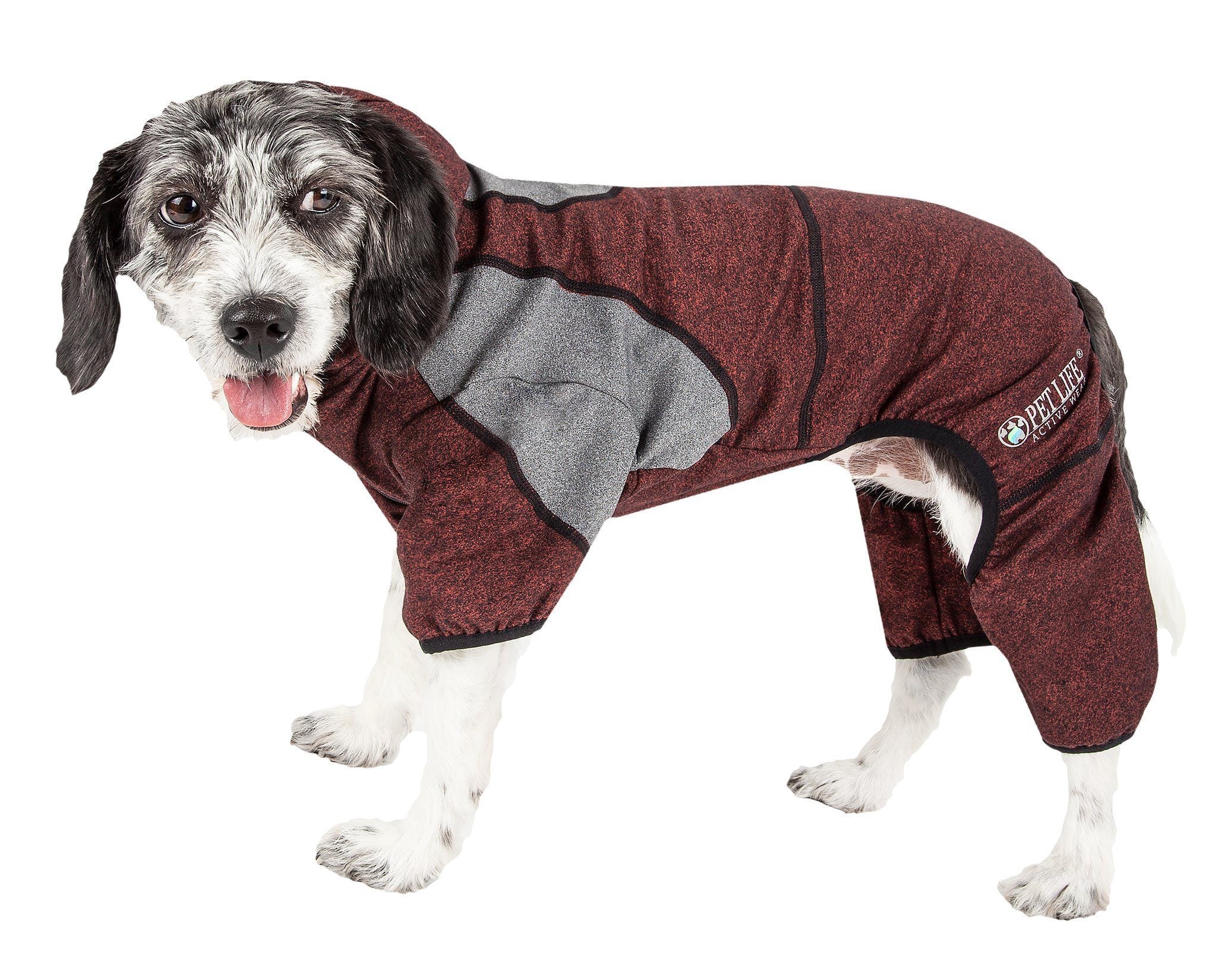 Pet Life ® Active 'Fur-Breeze' Medium-weight 4-Way-Stretch Full Body Hooded Dog Yoga Sweater