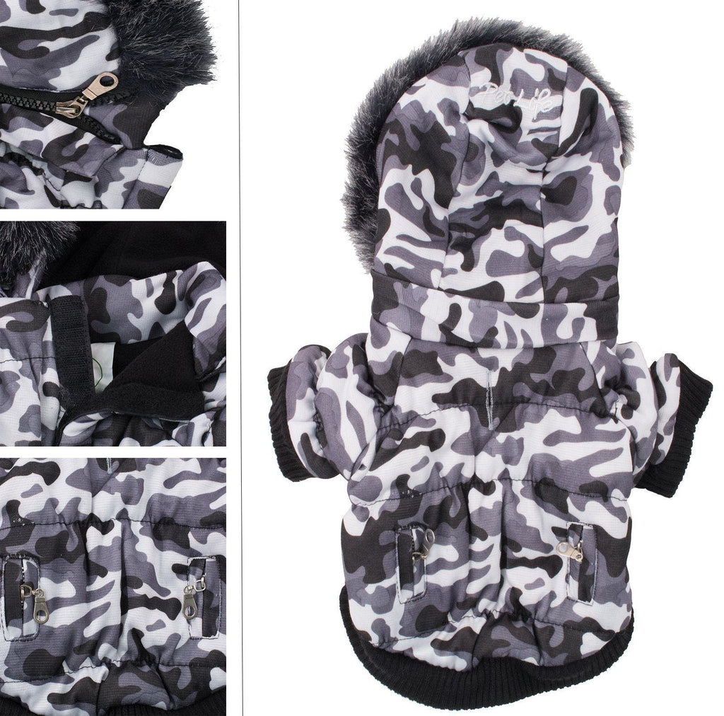 Pet Life ® Classic Metallic Fashion 3M Insulated Dog Coat Parka w/ Removable Hood