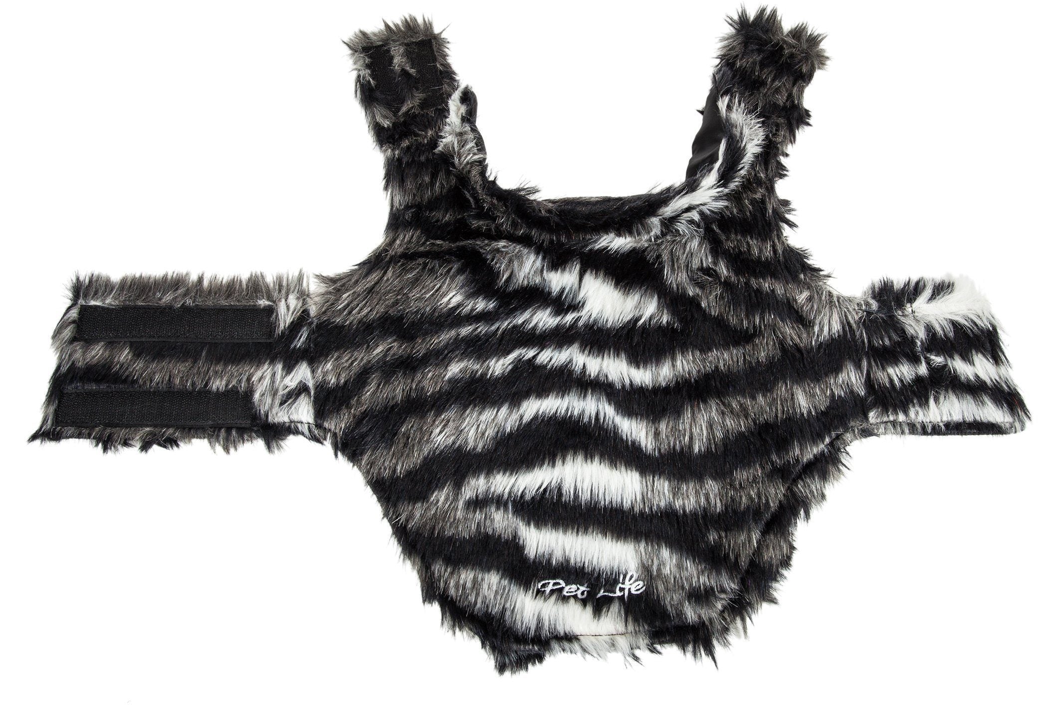 Pet Life ® Luxe 'Chauffurry' Zebra Patterned Designer Mink Fur Dog Coat