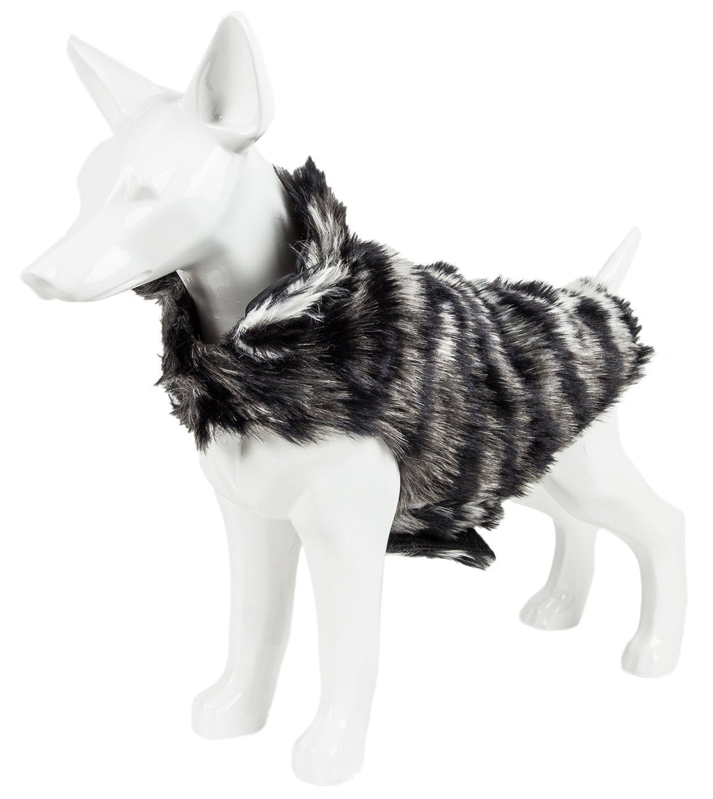 Pet Life ® Luxe 'Chauffurry' Zebra Patterned Designer Mink Fur Dog Coat