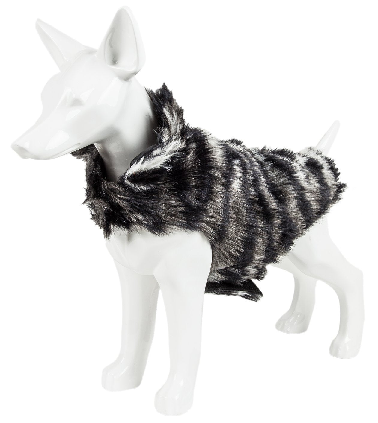 Pet Life ® Luxe 'Chauffurry' Zebra Patterned Designer Mink Fur Dog Coat
