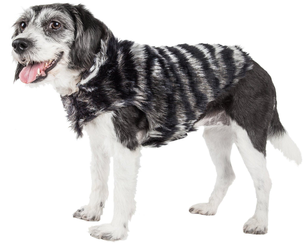 Pet Life ® Luxe 'Chauffurry' Zebra Patterned Designer Mink Fur Dog Coat