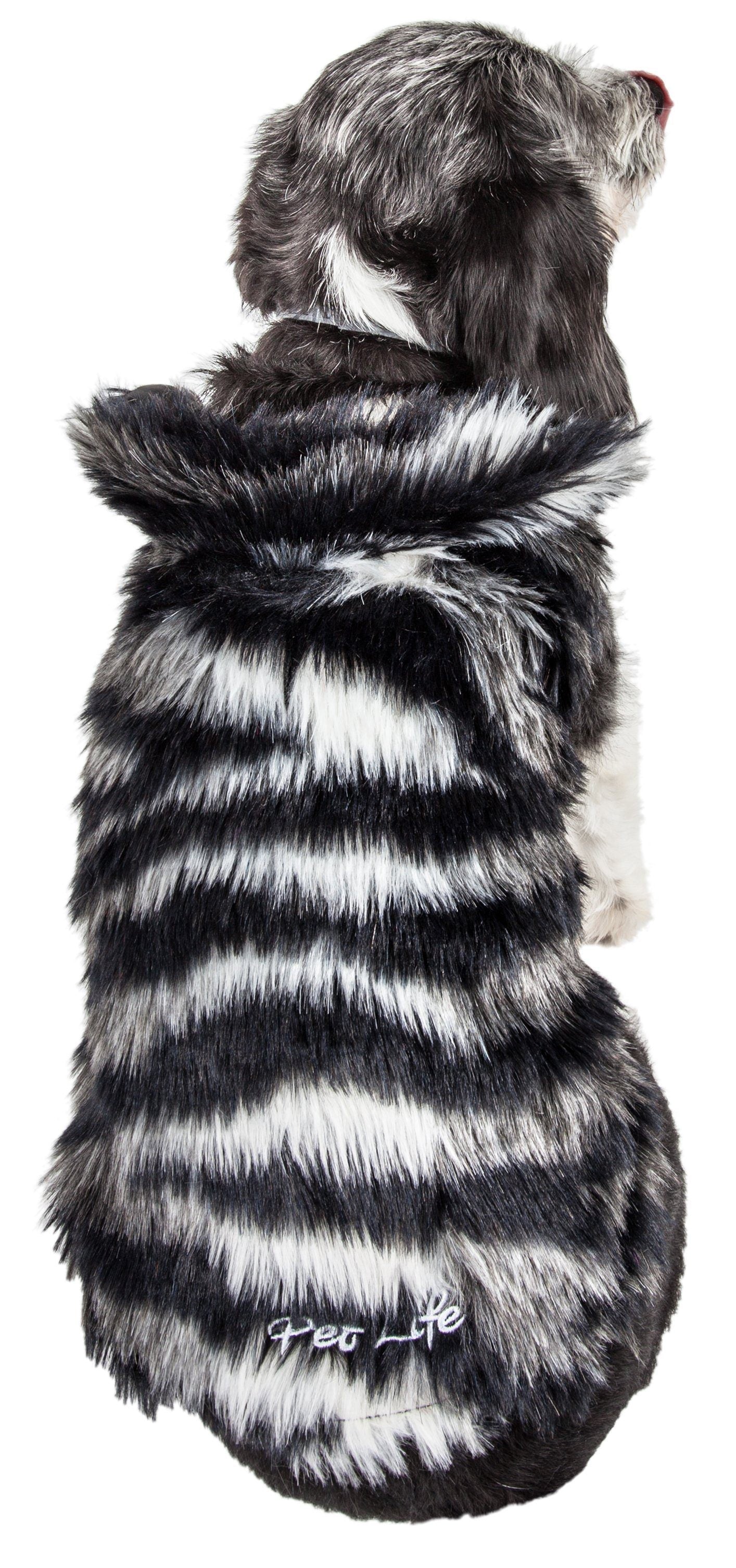 Pet Life ® Luxe 'Chauffurry' Zebra Patterned Designer Mink Fur Dog Coat
