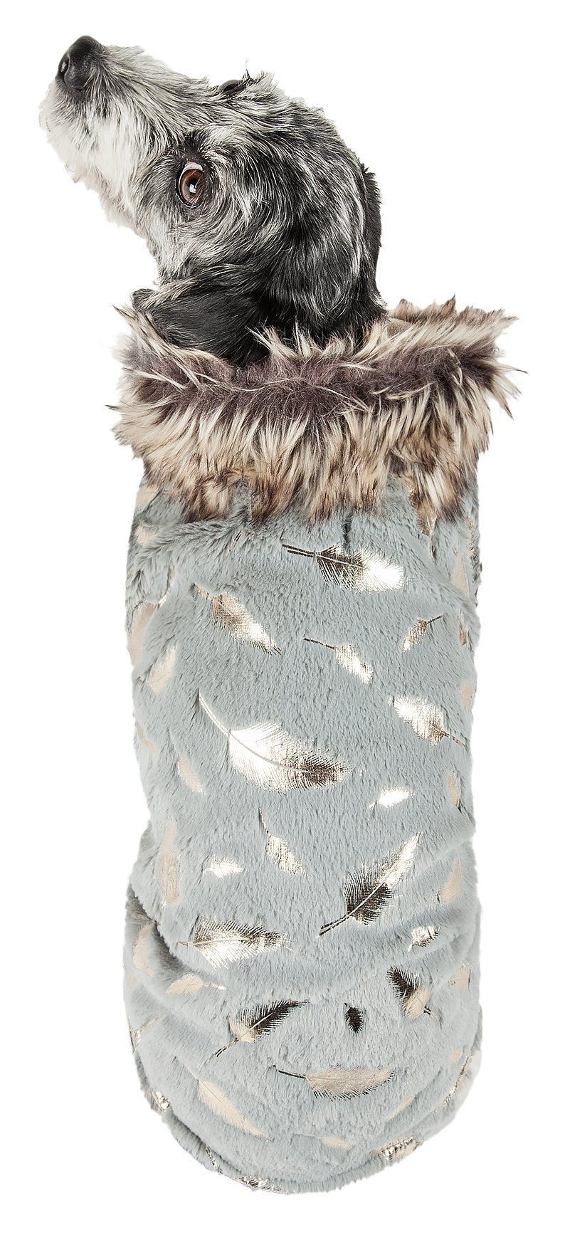 Pet Life ® Luxe 'Gold-Wagger' Gold-Leaf Fashion Designer Dog Fur Coat