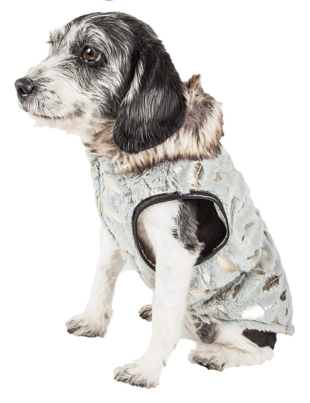 Pet Life ® Luxe 'Gold-Wagger' Gold-Leaf Fashion Designer Dog Fur Coat
