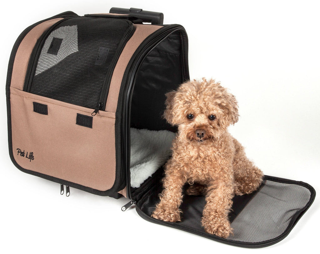 Pet Life ® 'Pawdon Me' Wheeled Airline Approved Travel Collapsible Pet Dog Carrier