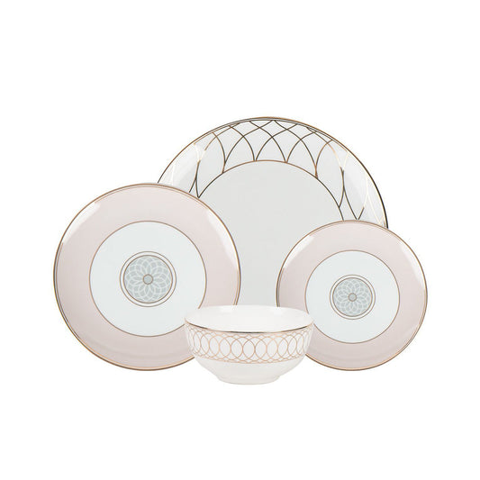 Pink & Gold Dinnerware Set - 16 Pieces