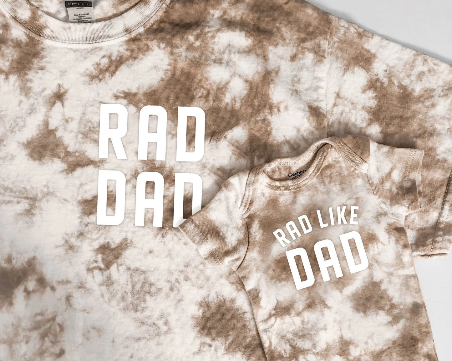Tie Dye Rad Dad and Rad Like Dad Matching Tees and Baby Bodysuits