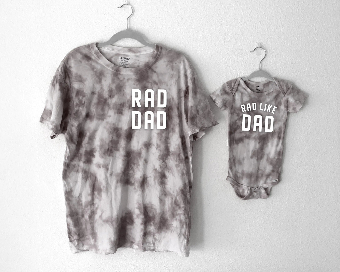 Tie Dye Rad Dad and Rad Like Dad Matching Tees and Baby Bodysuits