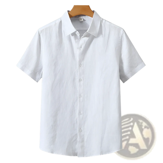 Retro Slim Fit Short Sleeve Linen Shirt