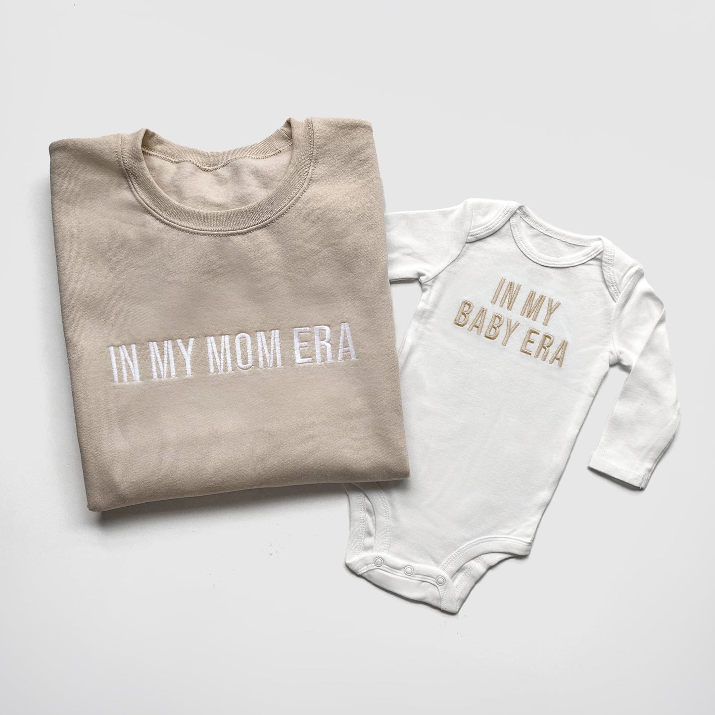 In My Mom Era & In My Baby Era Matching Embroidered Outfits