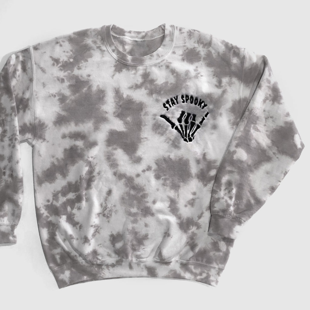 Stay Spooky Tie Dye Embroidered Matching Sweatshirts for Halloween