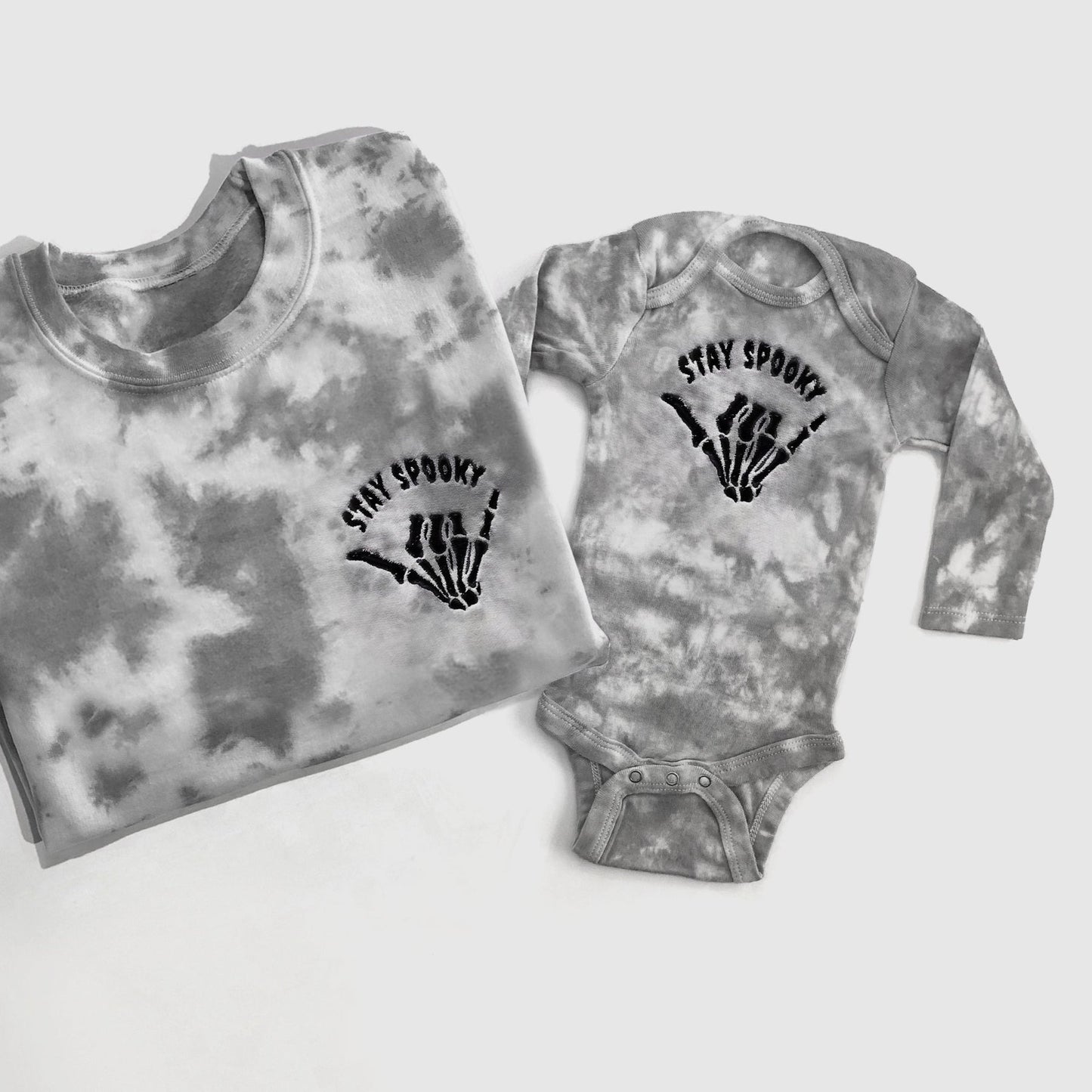 Stay Spooky Tie Dye Embroidered Matching Sweatshirts for Halloween