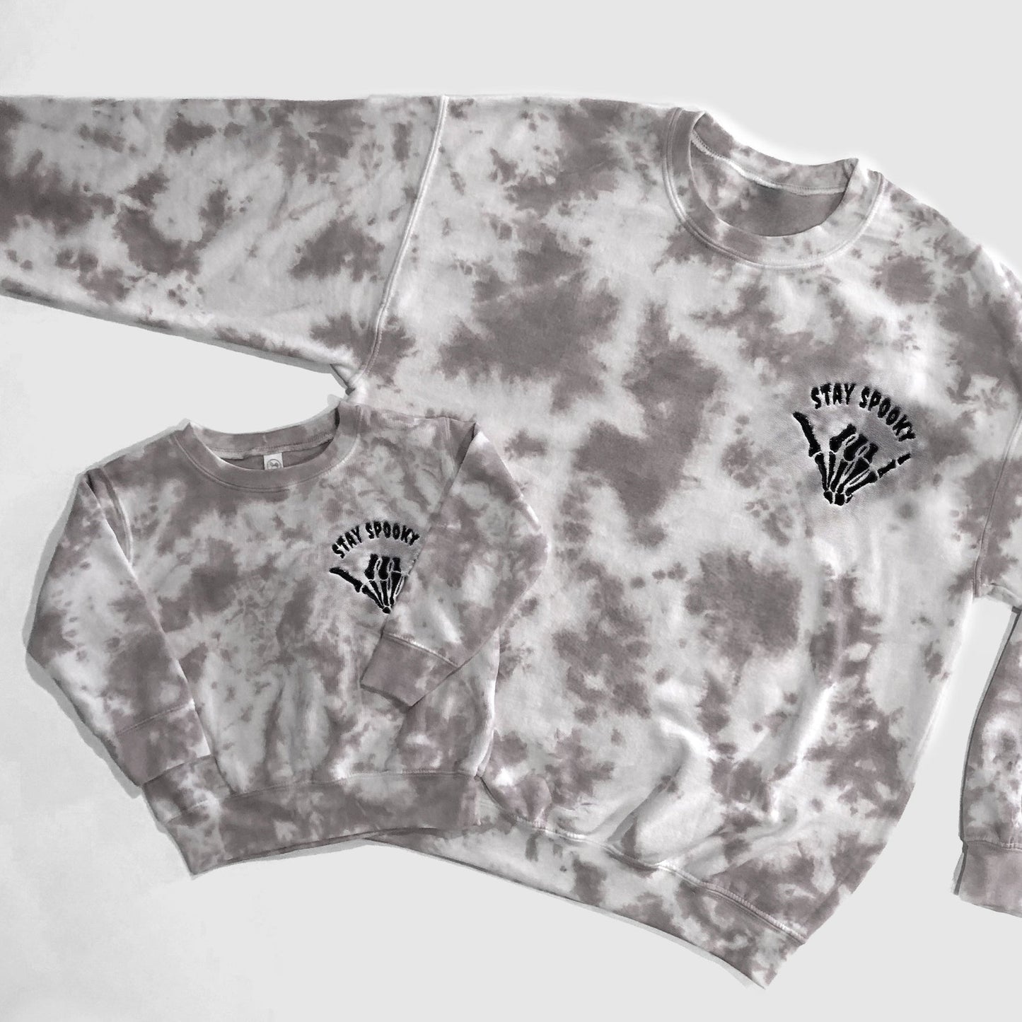 Stay Spooky Tie Dye Embroidered Matching Sweatshirts for Halloween