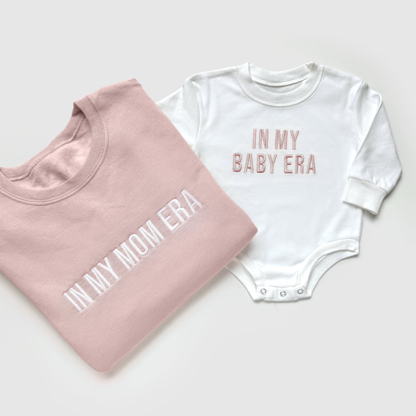 In My Mom Era & In My Baby Era Matching Embroidered Outfits