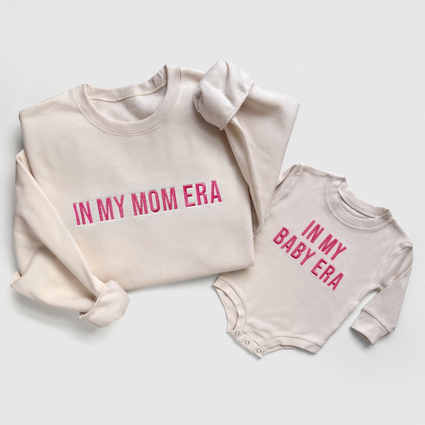 In My Mom Era & In My Baby Era Matching Embroidered Outfits