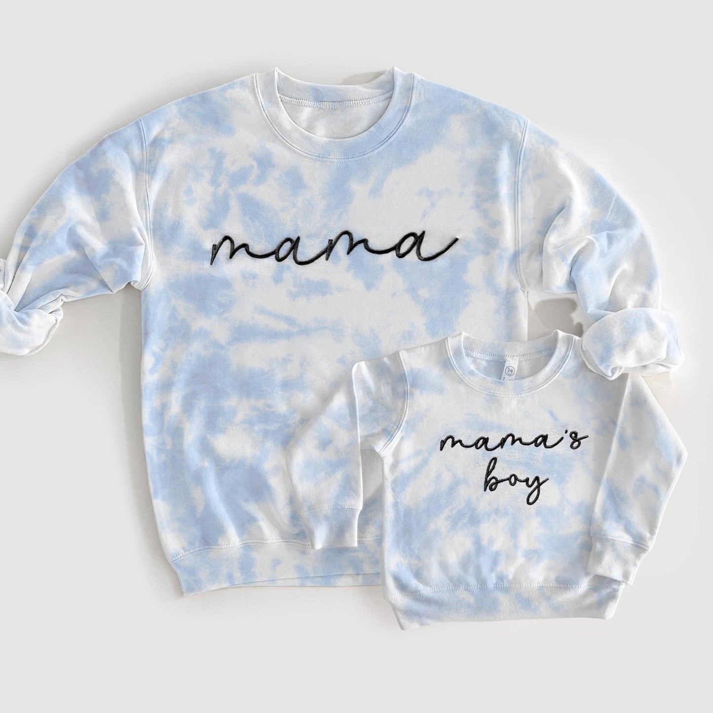 Mommy and Me Custom Embroidered Matching Tie Dye Sweatshirts
