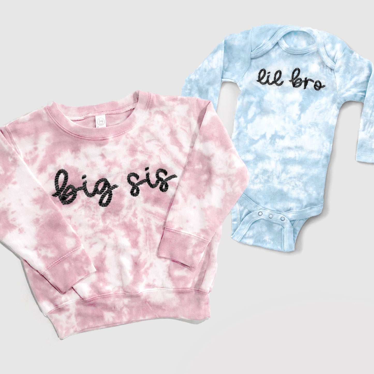 Custom Embroidered Tie-Dye Matching Sibling Outfits
