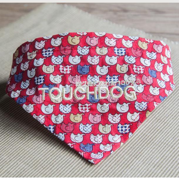 Touchdog Elephant Patterned Hook-and-Loop Fashion Dog Bandana