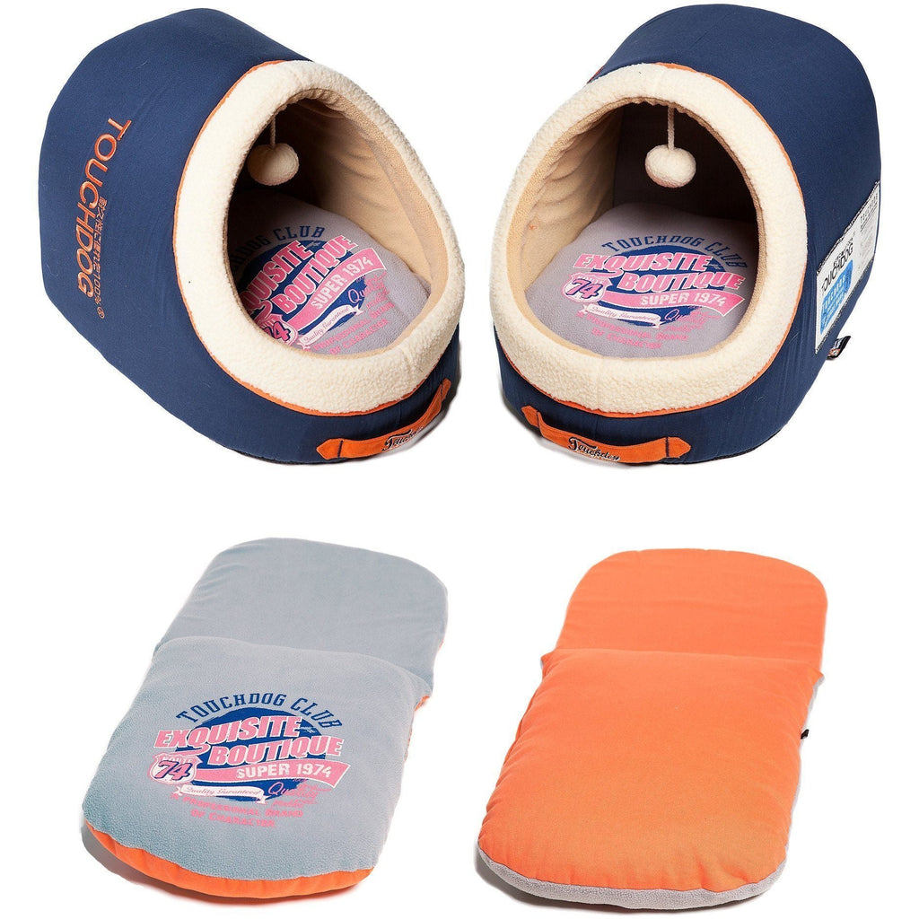Touchdog ® 'Active-Play' Vintage Emblem Panoramic Cat Bed with Teaser Toy