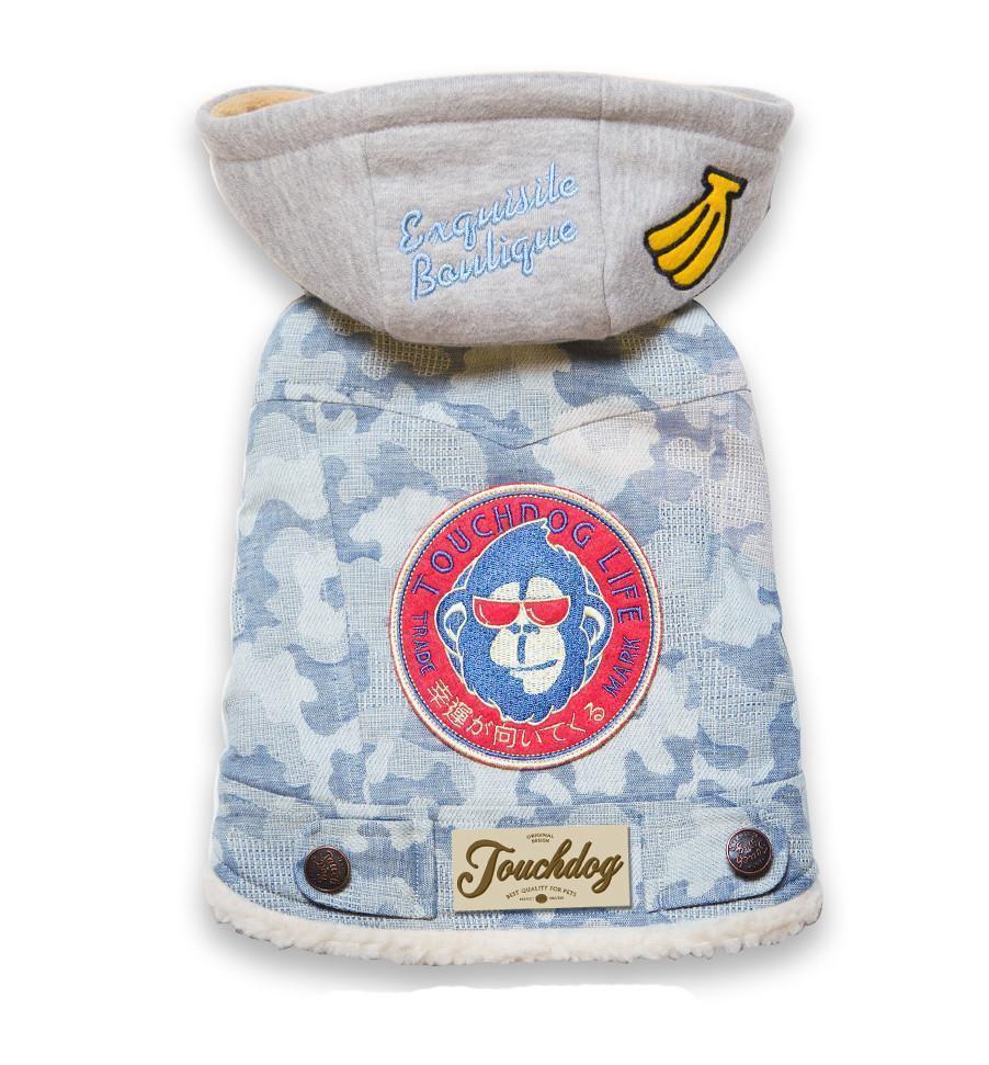 Touchdog ® Outlaw Embellished Retro-Denim Hooded Dog Sweater Coat