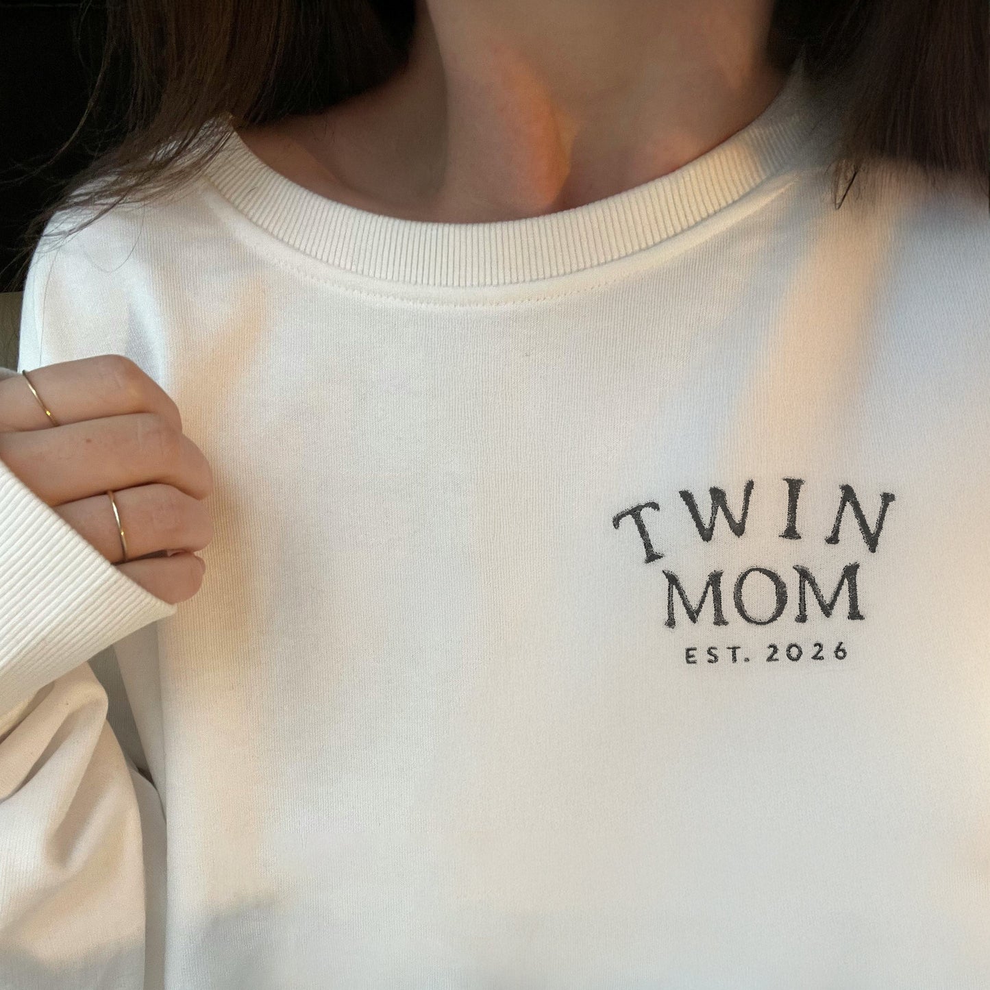 Personalized Twin Mom Embroidered Sweatshirt
