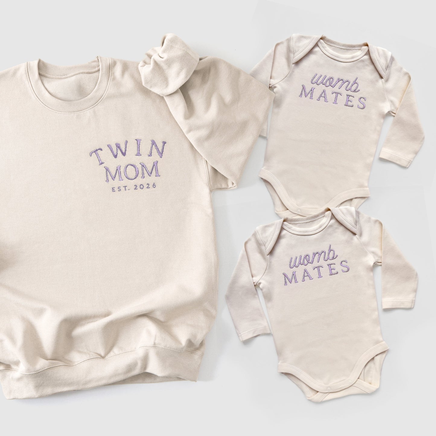 Personalized Twin Mom Embroidered Sweatshirt
