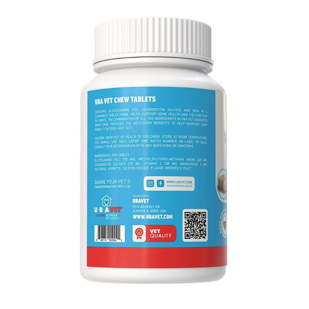 UBAVET Joint Support Advanced Joint Care Chewable Tablets for Dogs & Cats