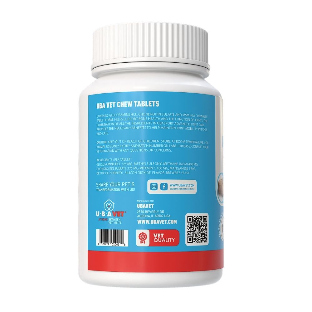UBAVET Joint Support Advanced Joint Care Chewable Tablets for Dogs & Cats