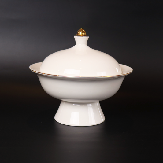 White Versailles Soup Bowl with Lid - Set of 4
