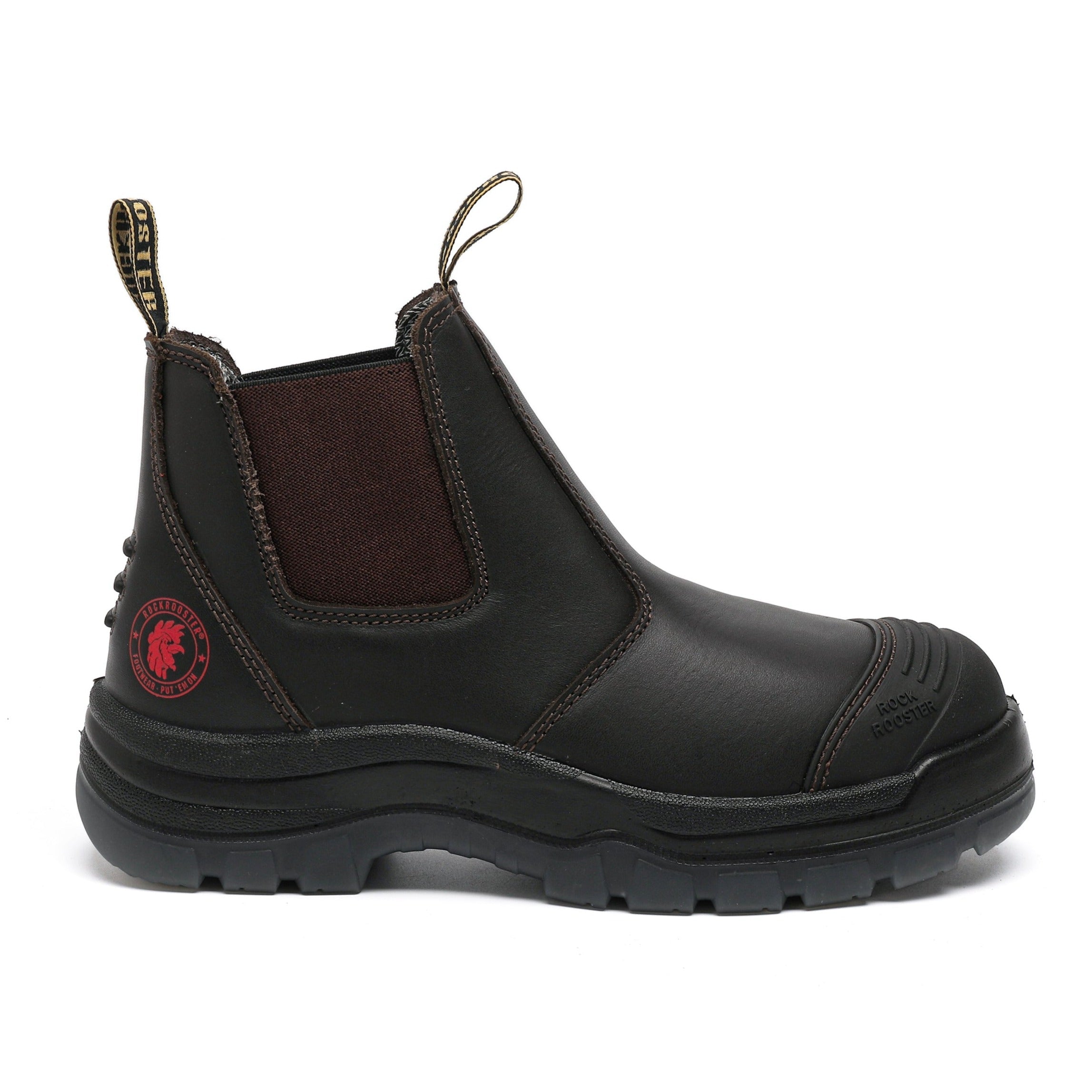 ROCKROOSTER Bakken Dark Brown 6-inch Pull-on Leather Work Boots AK229